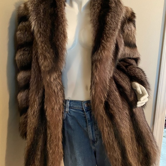 Vintage raccoon fur stroller coat